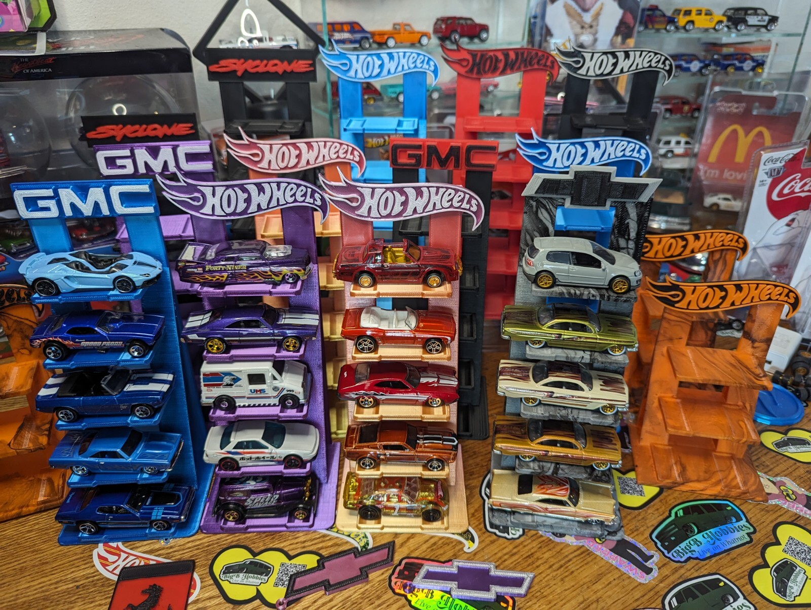 1:64 Diecast 5 Tier Loose Display Rack YOU CHOOSE COLOR AND LOGO! Hotwheels