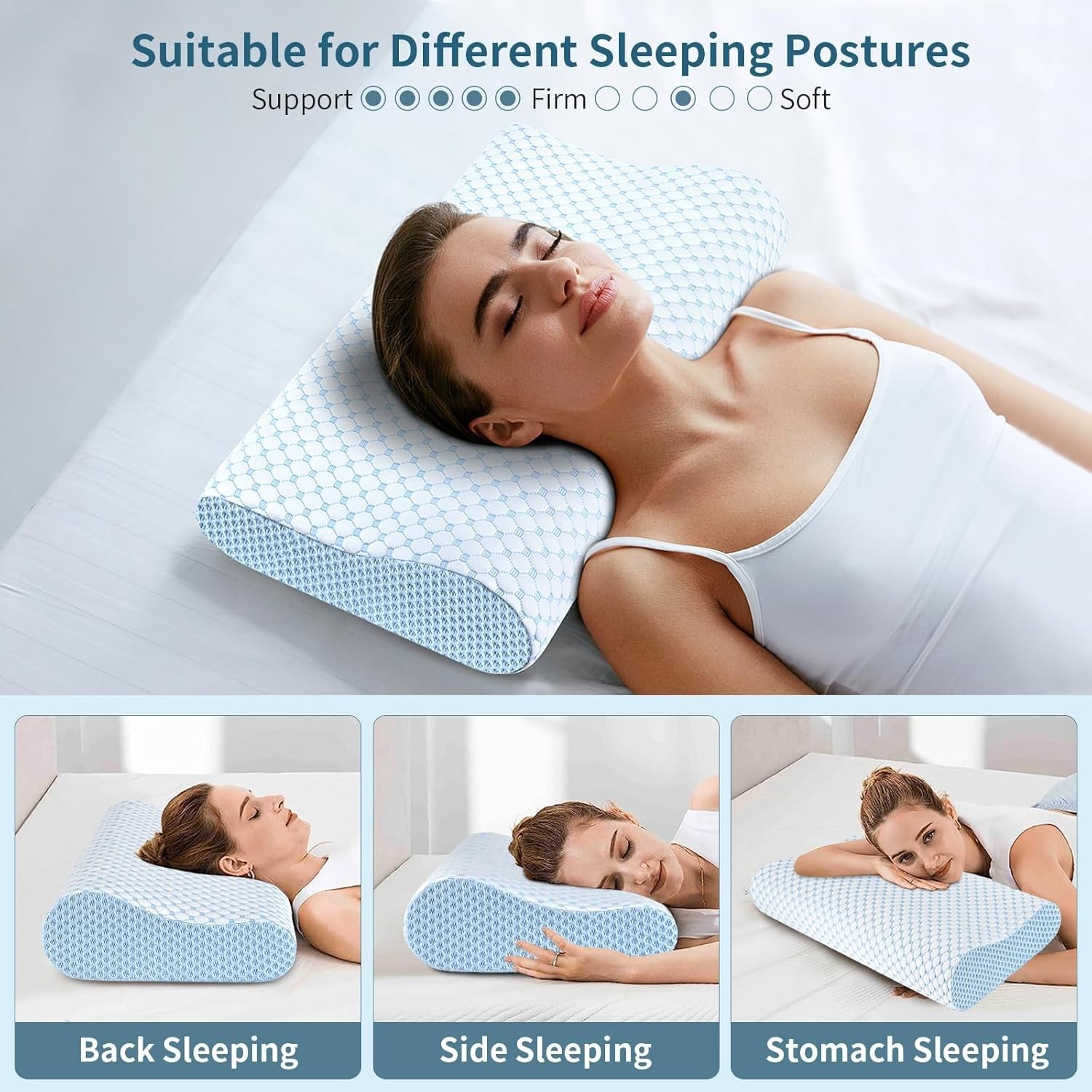 Breathable Adjustable Neck Pillow - Memory Foam Support for All Sleep Styles