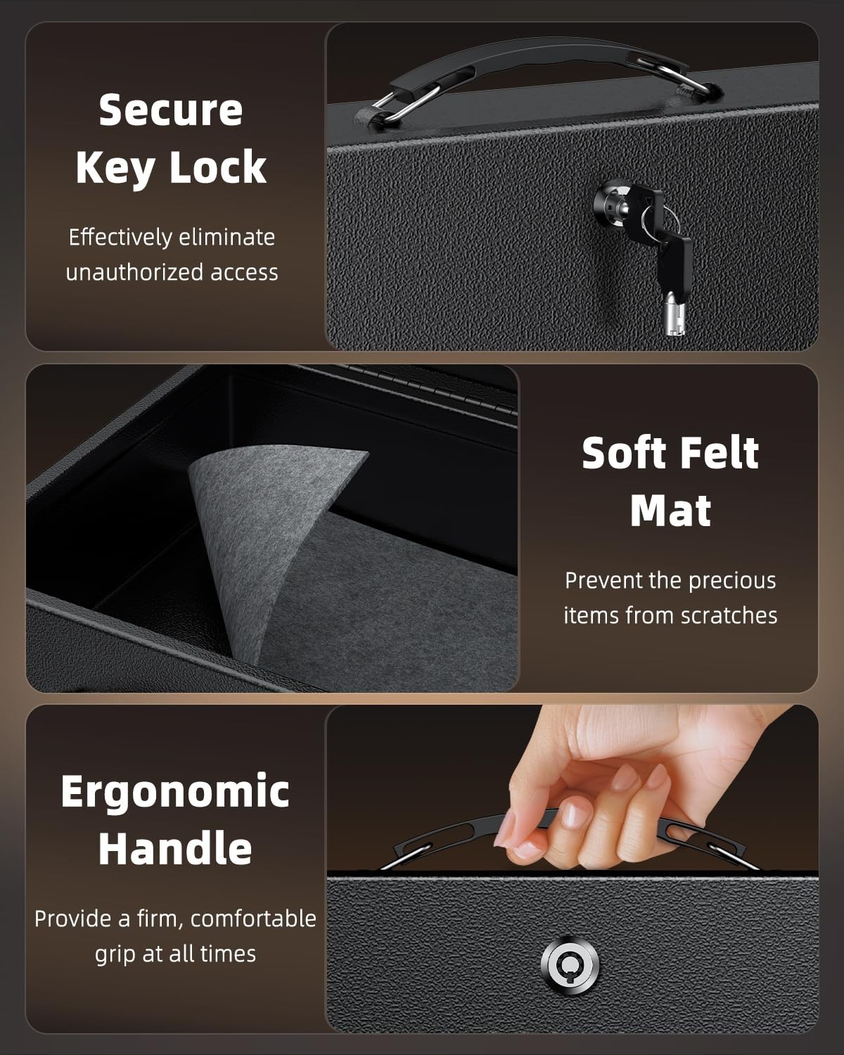 Fireproof Document Box with Key Lock & Handle - Water-Resistant Safe for Valuabl
