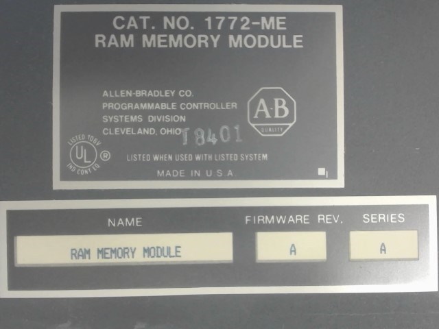 Allen Bradley 1772-Me, Circuit Board Ram Memory Module
