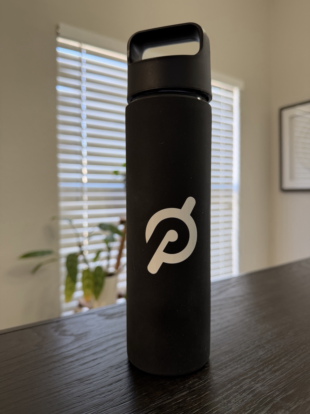 Peloton Black Glass Water Bottle 16 oz with Silicone Non-Slip Grip