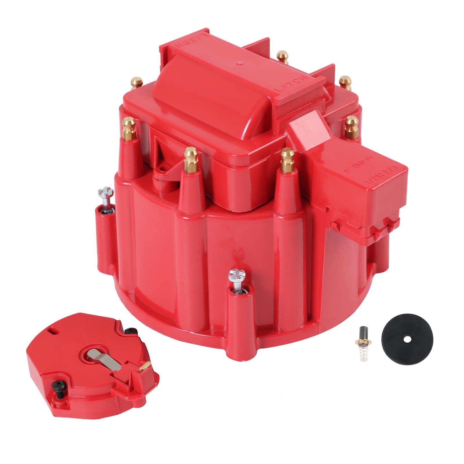 HEI Distributor Cap and Rotor Replacement For K549 SBC 283 305 307 327 Red