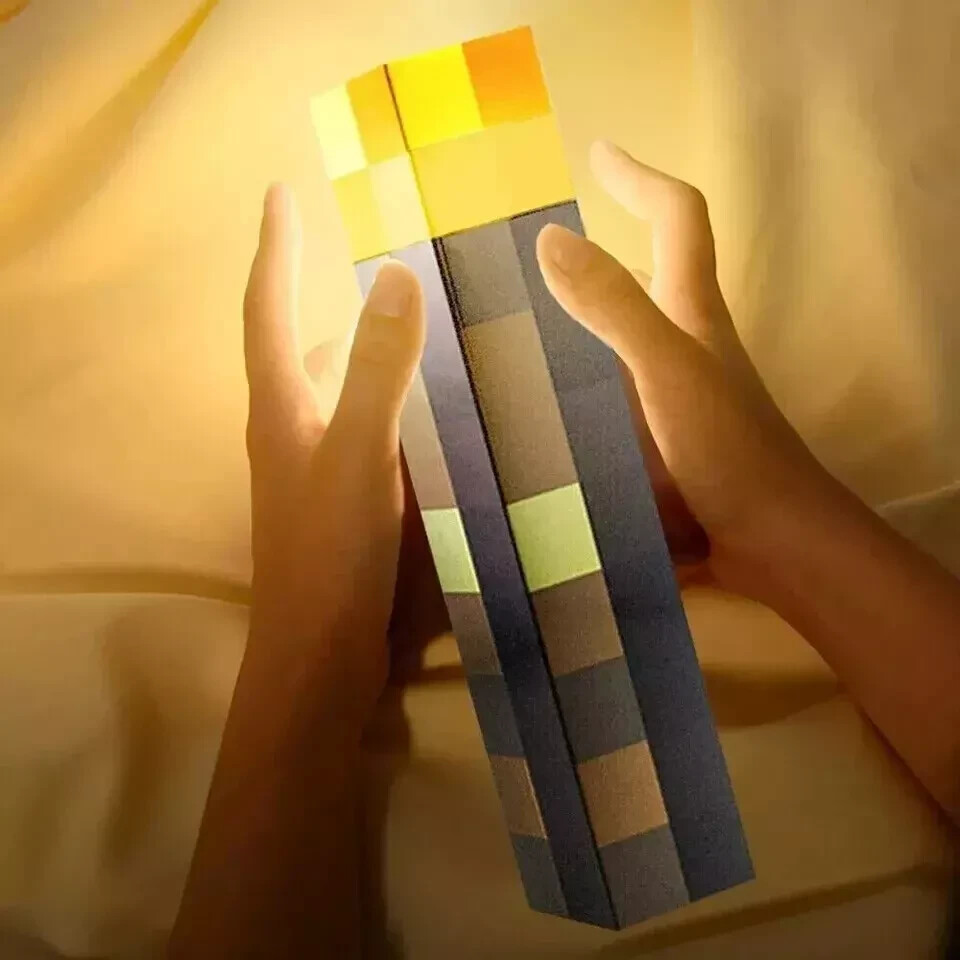 Minecraft Game USB Torch LED Lamp Night Light Rechargeable Home Decor Gift Kids.