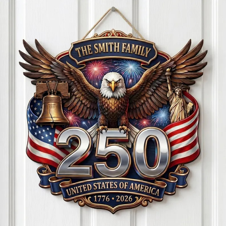 Wall Sign with Rope 250th Anniversary America Patriotic Decor