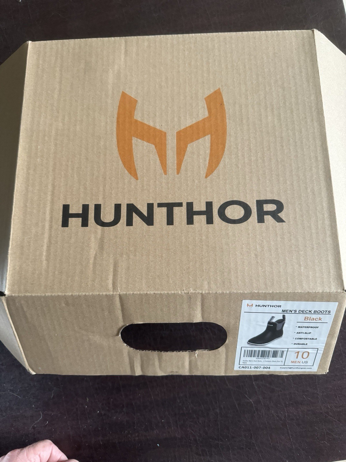 Hunthor Men's Waterproof Anti-Slip Deck Boots Black Size 10 Pull On