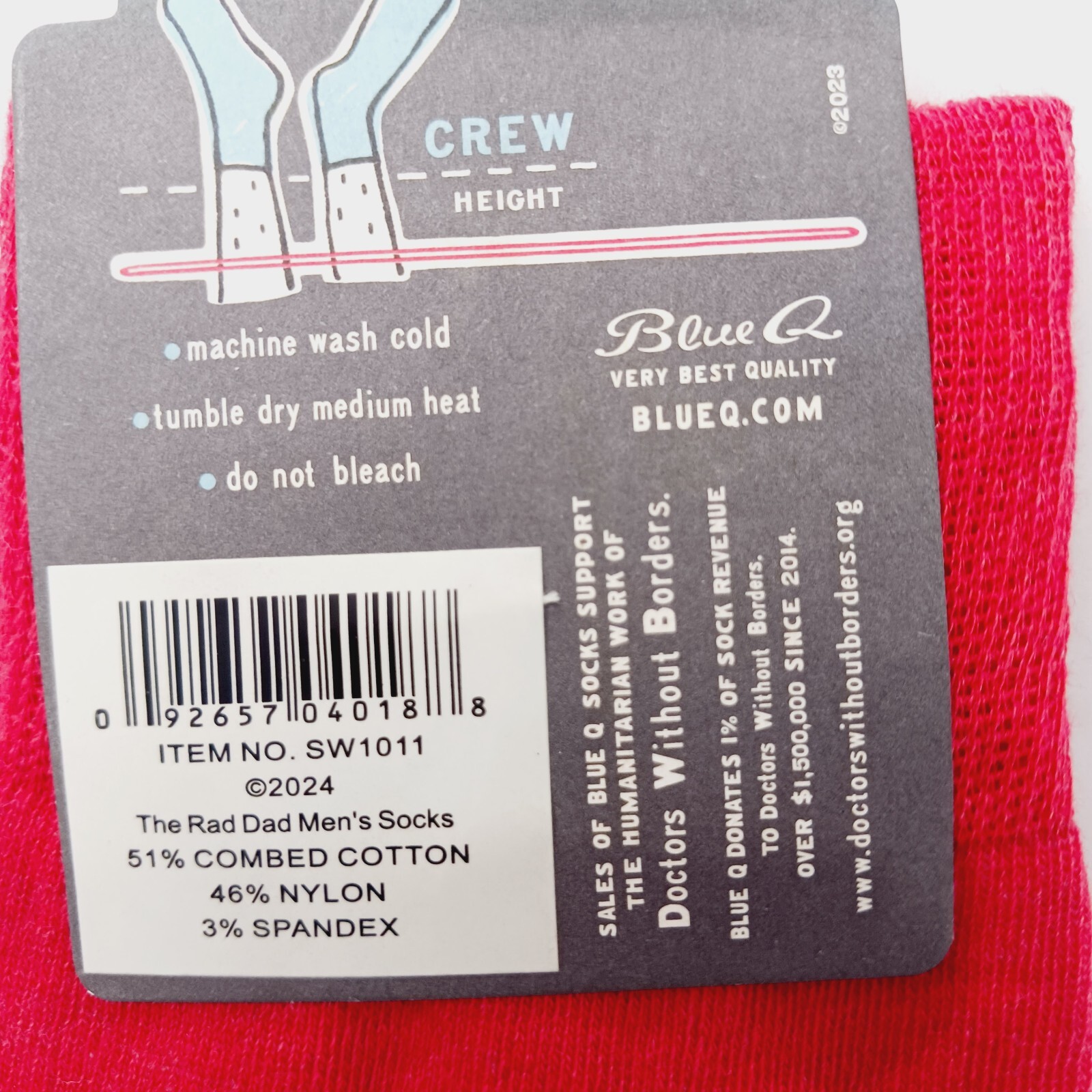 Sock Blue Q Crew Men Women Rad Dad Good Cool Exciting Grandfather Father NWT NEW