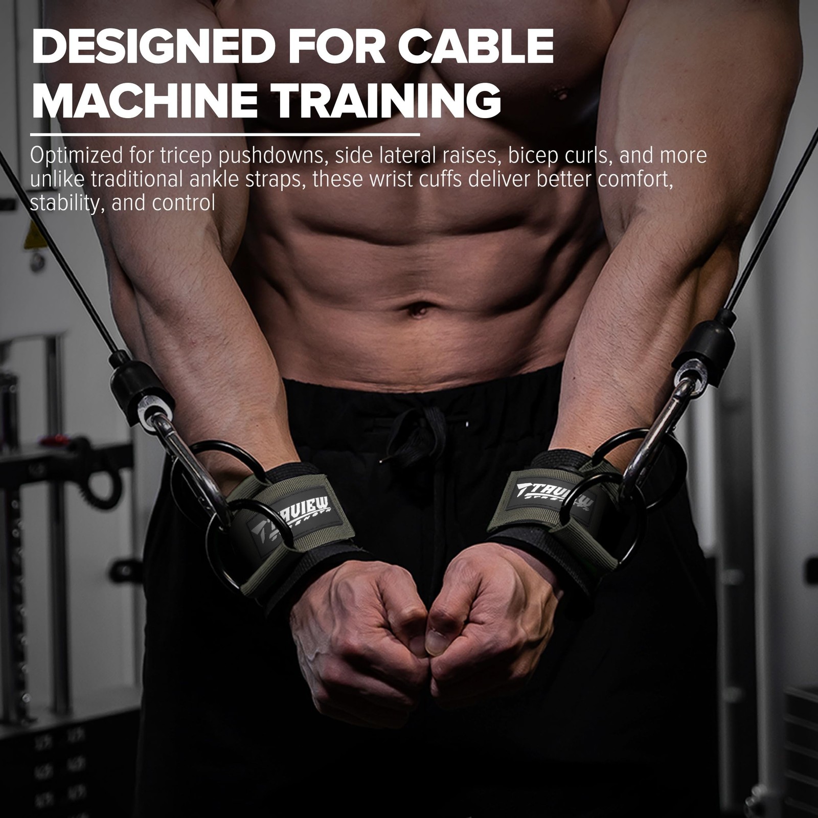 Cable Wrist Cuffs for Cable Machine Upper Body Workouts Green One Size