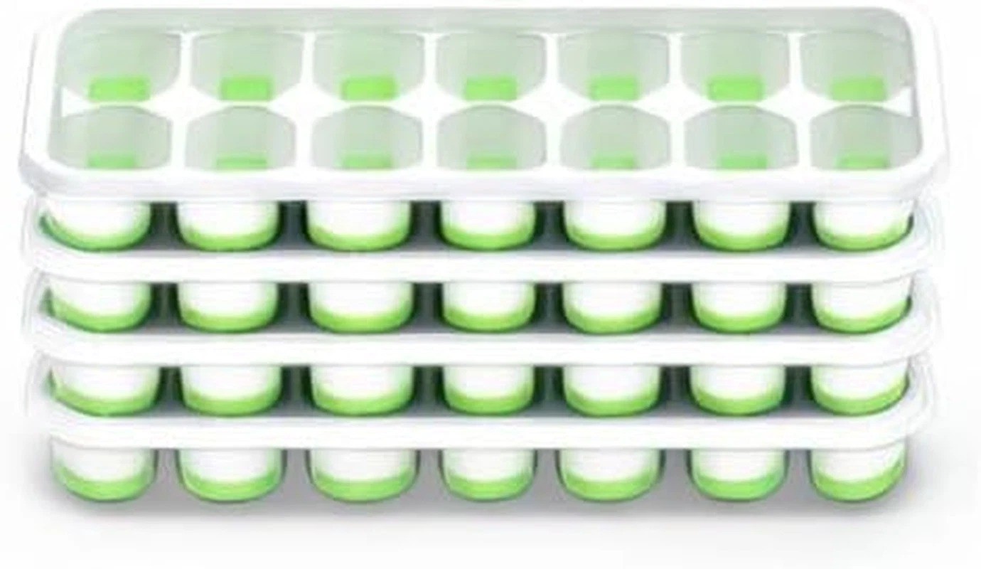 Ice Cube Tray with Lid, 4 Pack Durable Stackable Ice Cube Trays for Freezer with