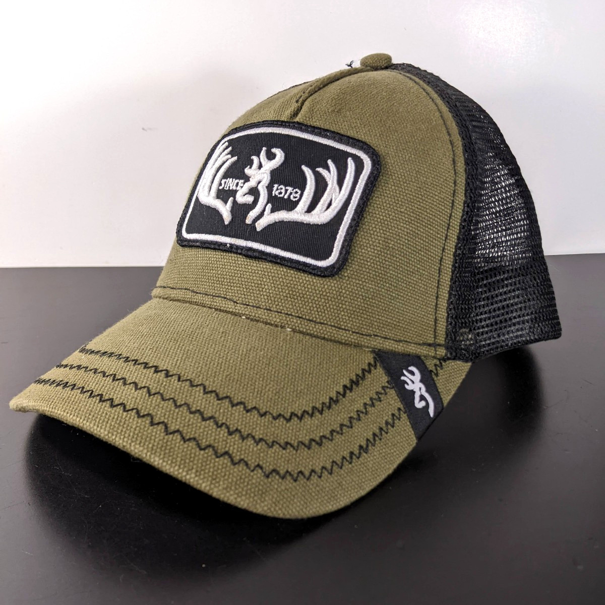 Browning Performance Hunting OD Green Heavy Canvas Trucker Cap Snapback Hat