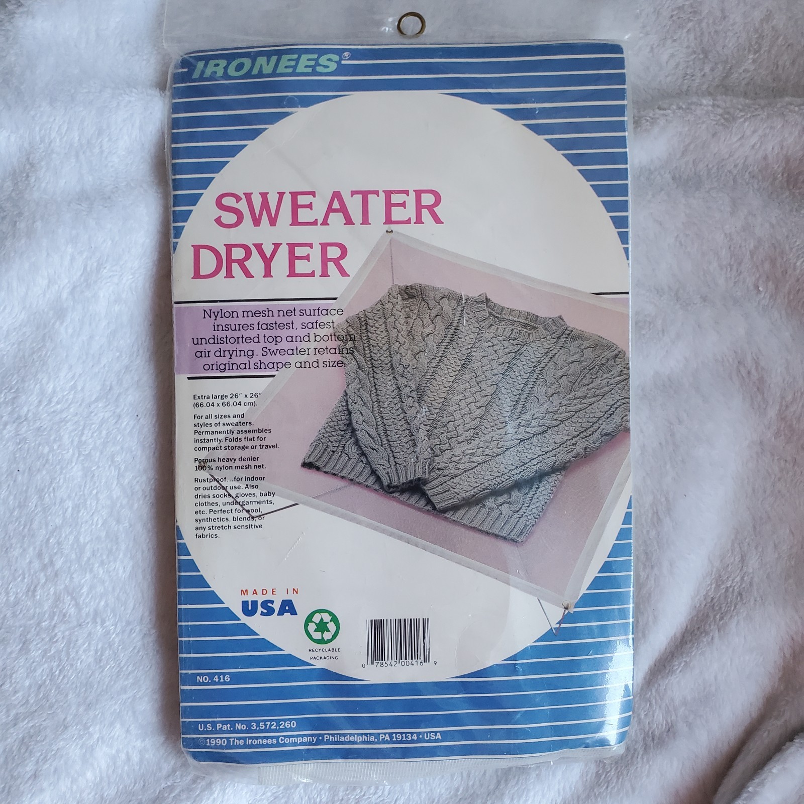 Vintage Ironees Sweater Laundry Dryer 26"x26" Extra Large Movie Prop New