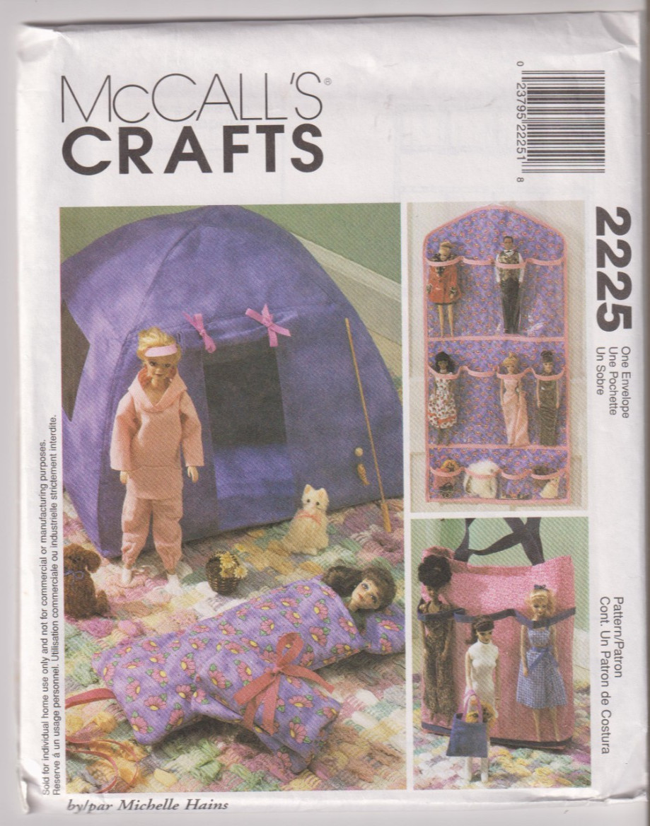 2225 McCALLS Crafts - TENT TOTE ORGANIZERS Etc for 11.5" Doll