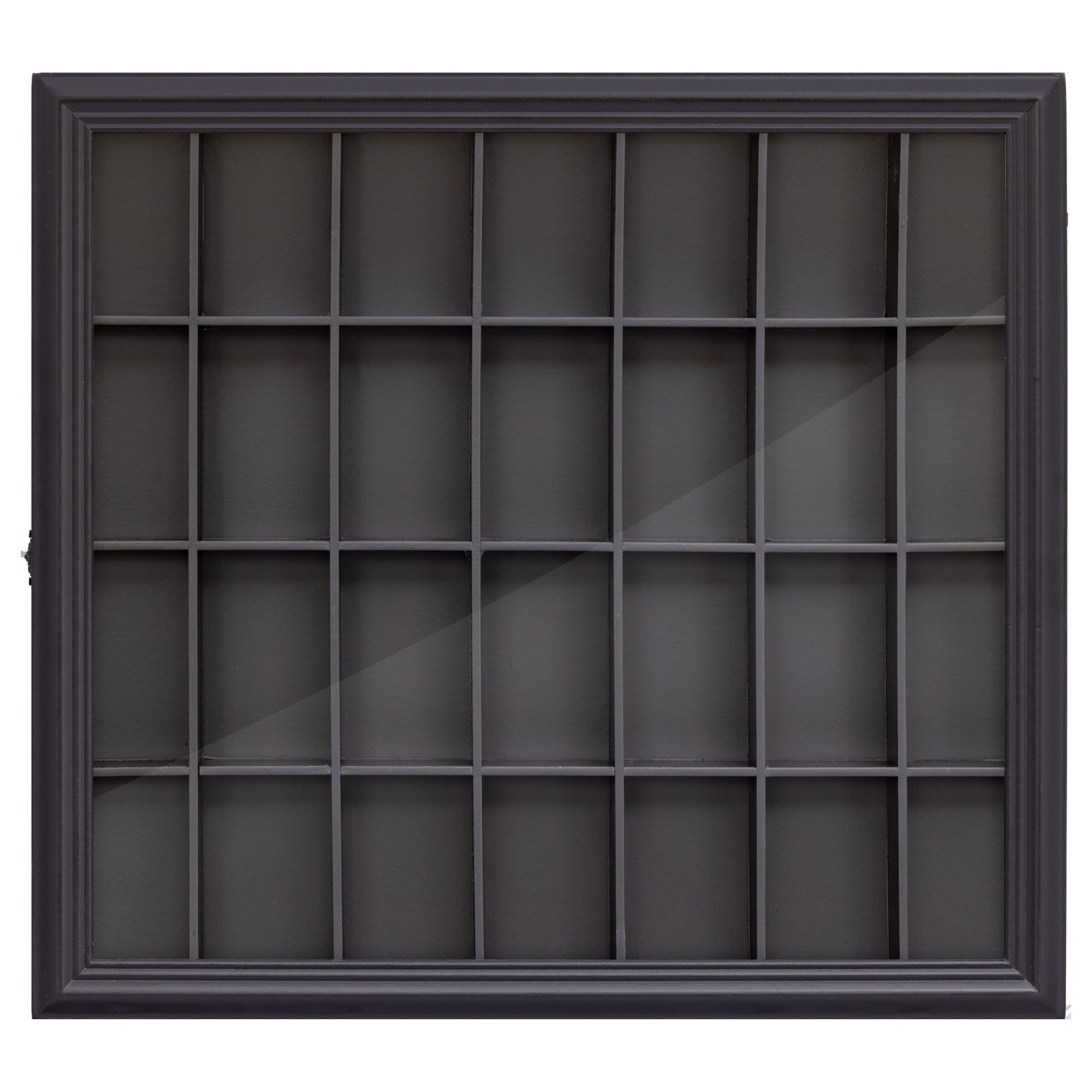 Black Shot Glass Collection Display Case Holds 28 Collectibles