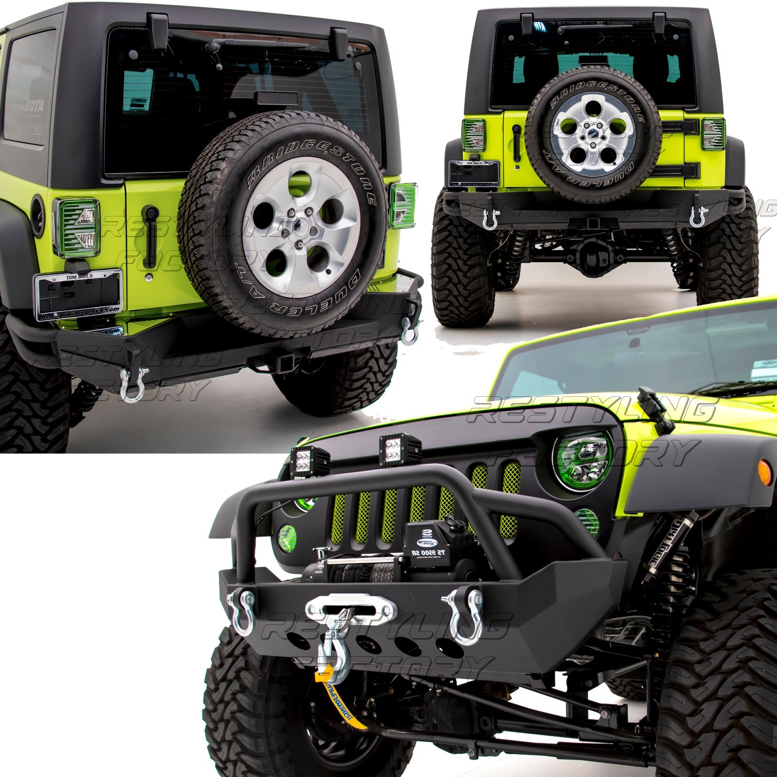 Rock Crawler Front+Rear Bumper+Full Width+2" Hitch fit 07-18 Jeep Wrangler JK