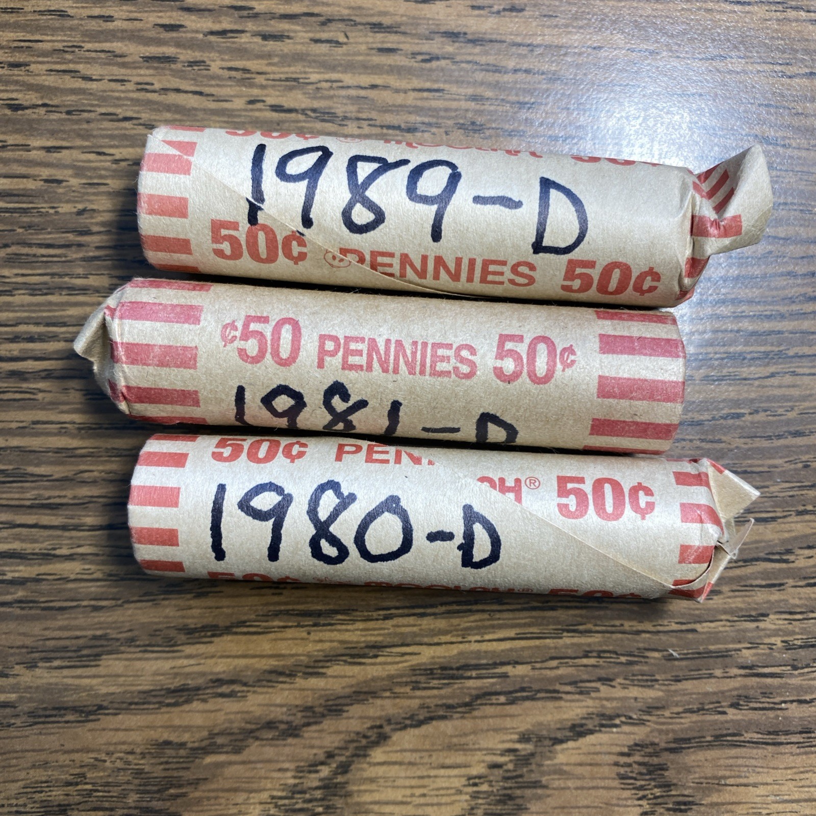 3- Rolls Lincoln Cents 1980-d 1981-d 1989-d $16.95 $4.20 Shipping.