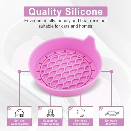 SINGARO Silicone Car Cup Holder Coasters, Non-Slip Cup Holders, 4 Pack Pink