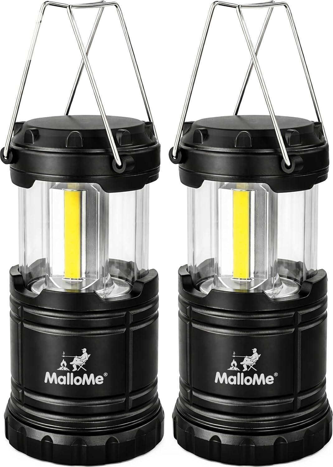 LED Camping Lantern Flashlight, Battery Powered, 300 Lumens, 2-Pack