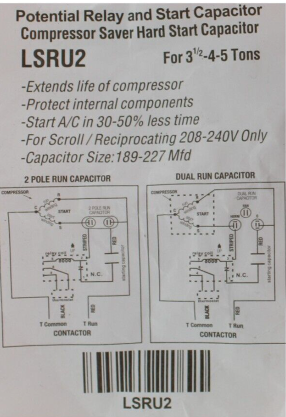 CSRU2 Compressor Saver Hard Start Kit for 3.5-4-5 Ton Systems SER-U2 LSRU2