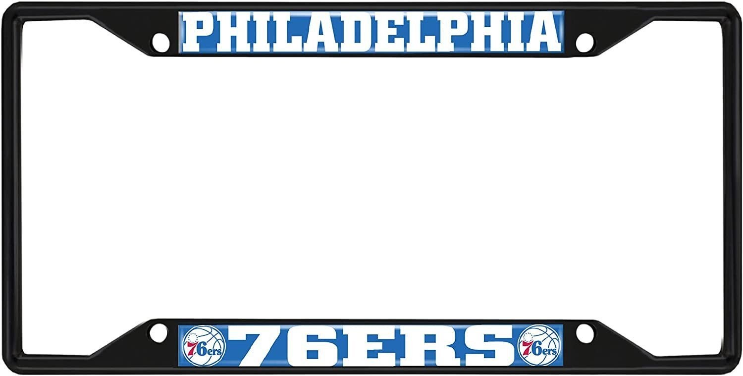 Philadelphia 76ers Black Metal License Plate Frame Tag Cover, 6x12 Inch