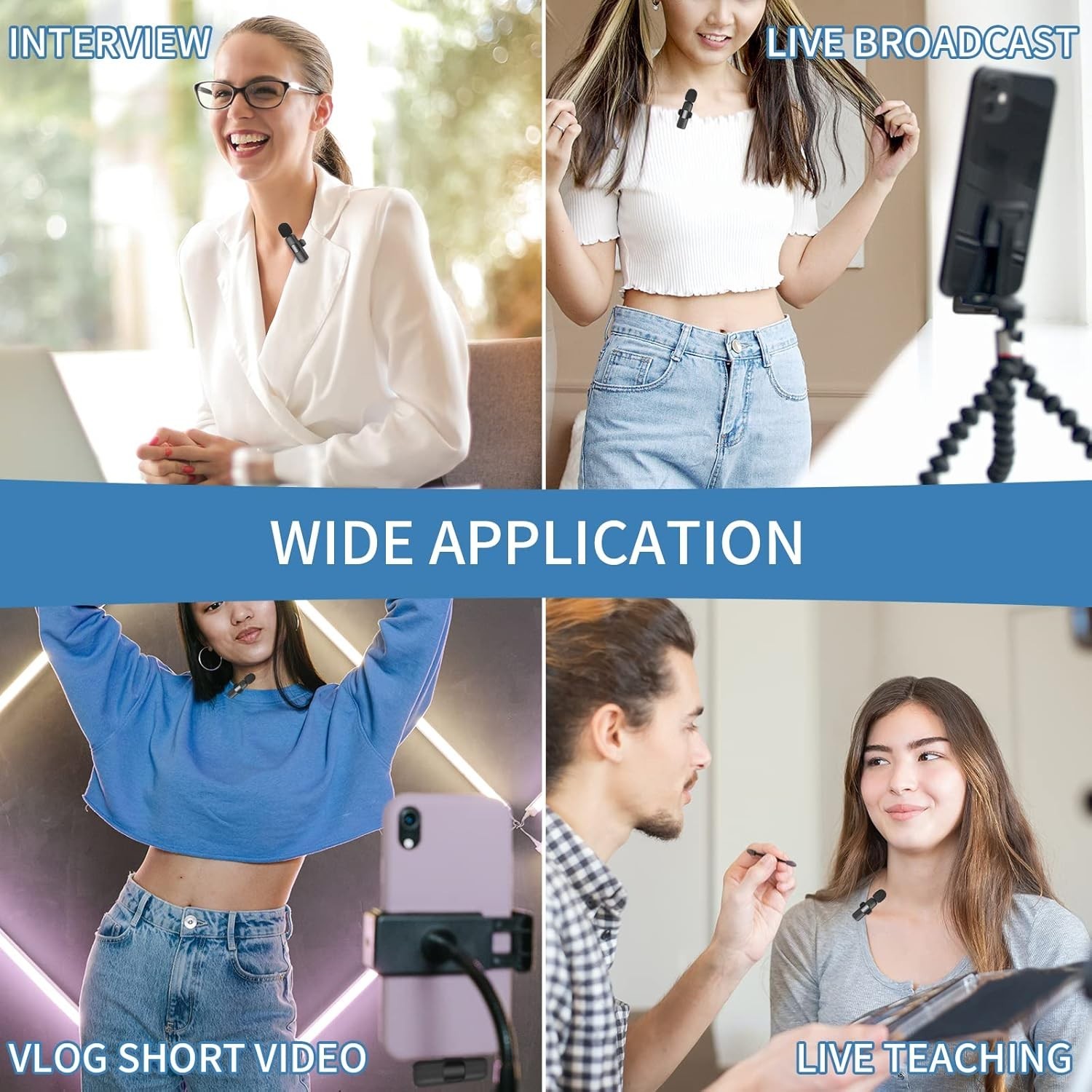 Professional Wireless Clip-on Lavalier Microphone for iOS - Easy Auto Connect