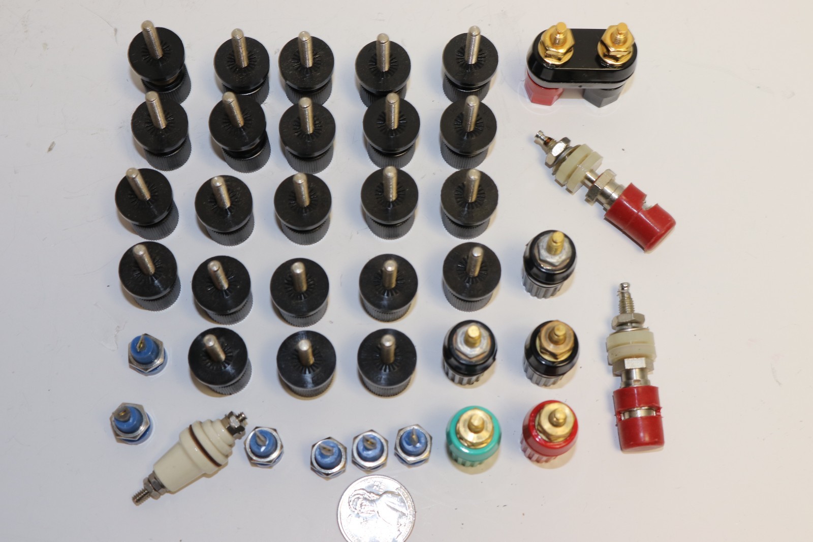 HUGE LOT OF STAND OFF POSTS - MOSTLY EBY (BLACK) - AS PICTURED