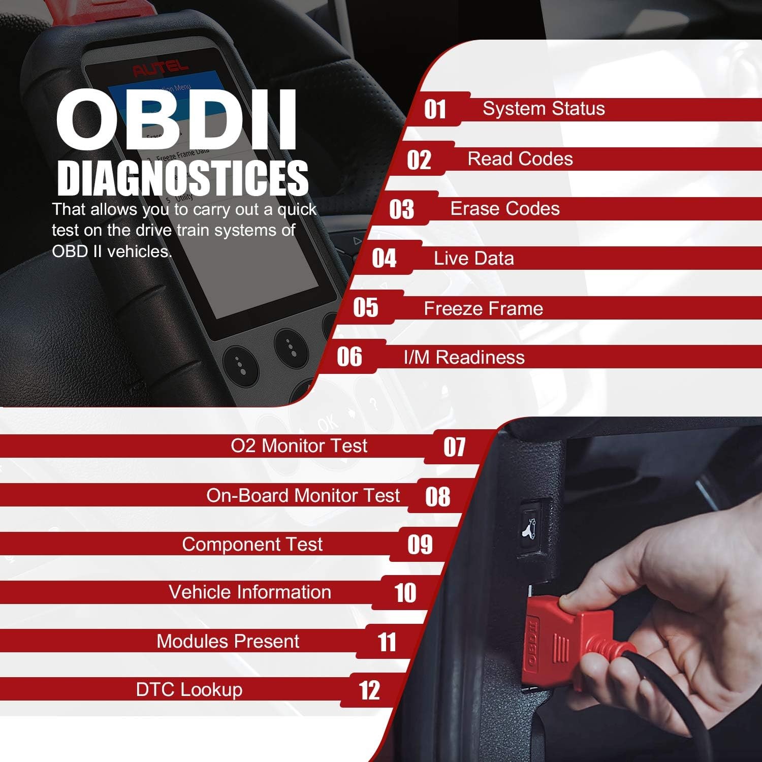 Autel MaxiDiag MD806 OBD2 Scanner ABS SRS Engine Transmission Diagnostic Scanner