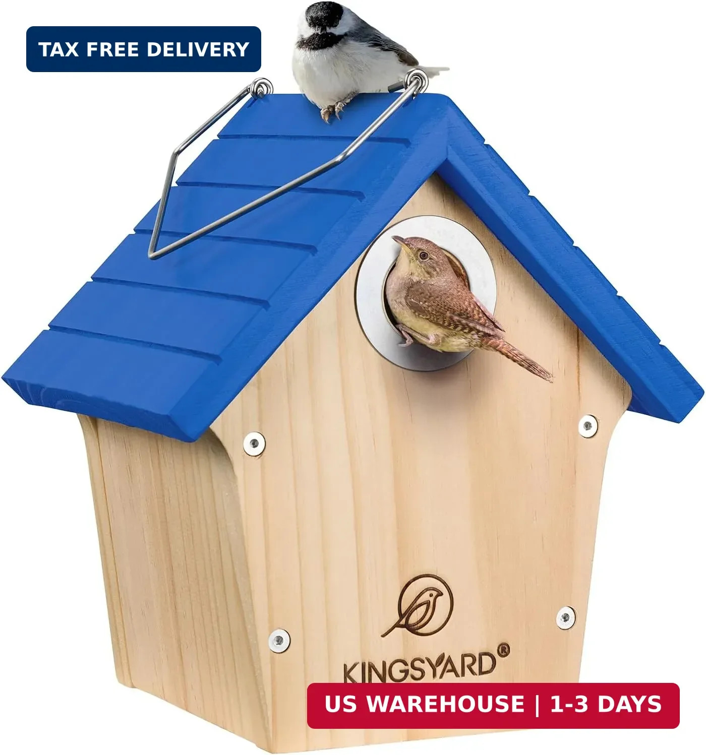 Wooden Wren House with Predator Guard, Bird Nesting for Outdoor, Garde