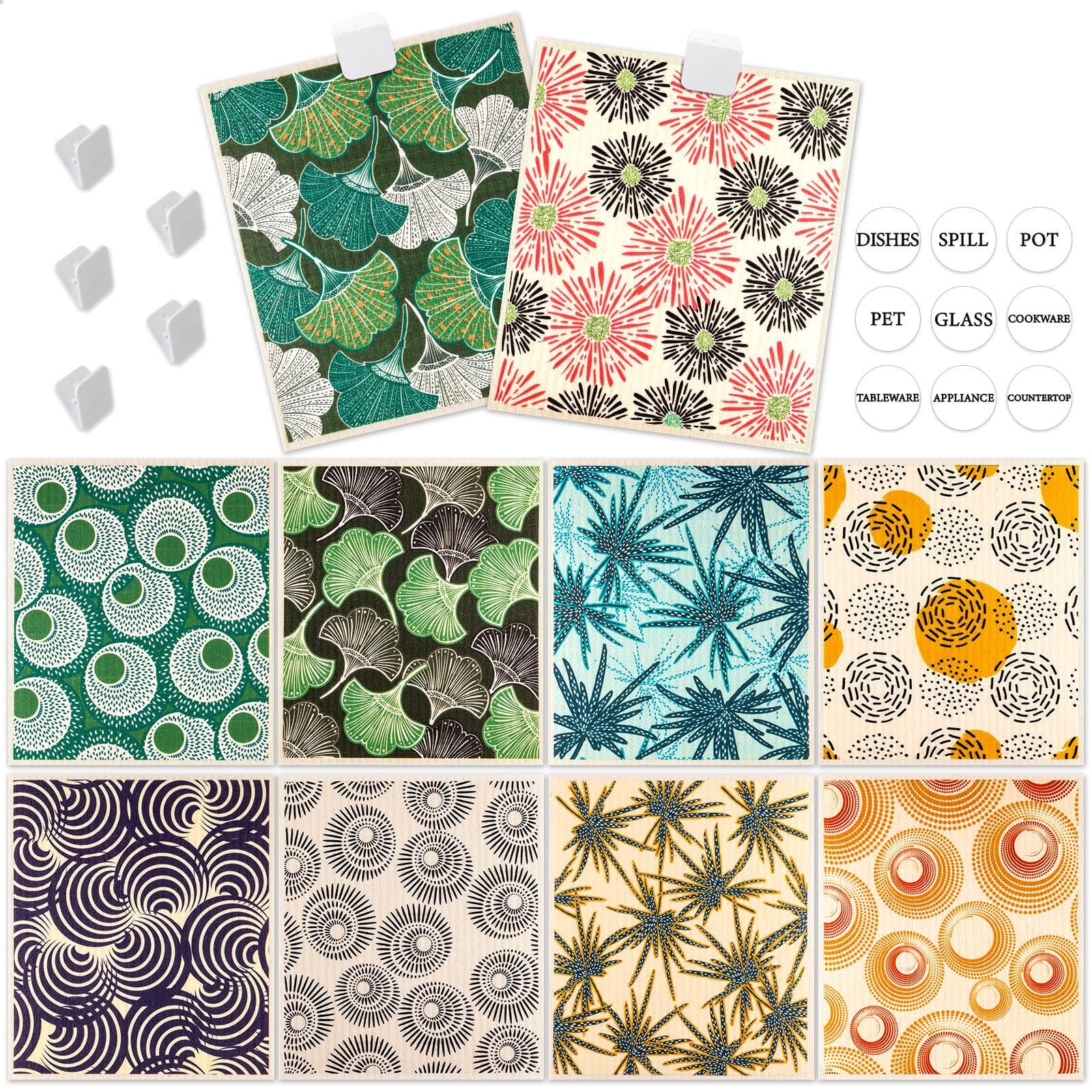 10 Pack Swedish Dishcloths for Kitchen, Reusable Cleaning Cloths Absorbent No...