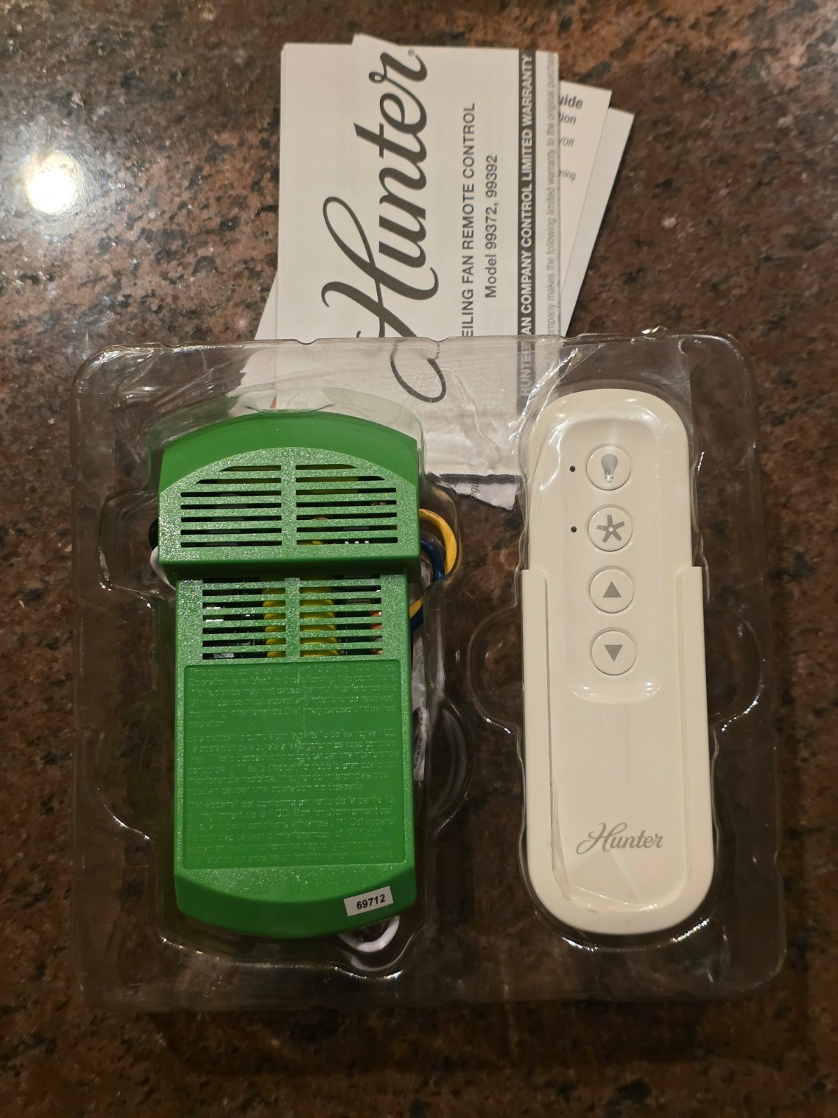Hunter 99392 Universal 3 Speed Ceiling Fan Handheld Remote Control in White