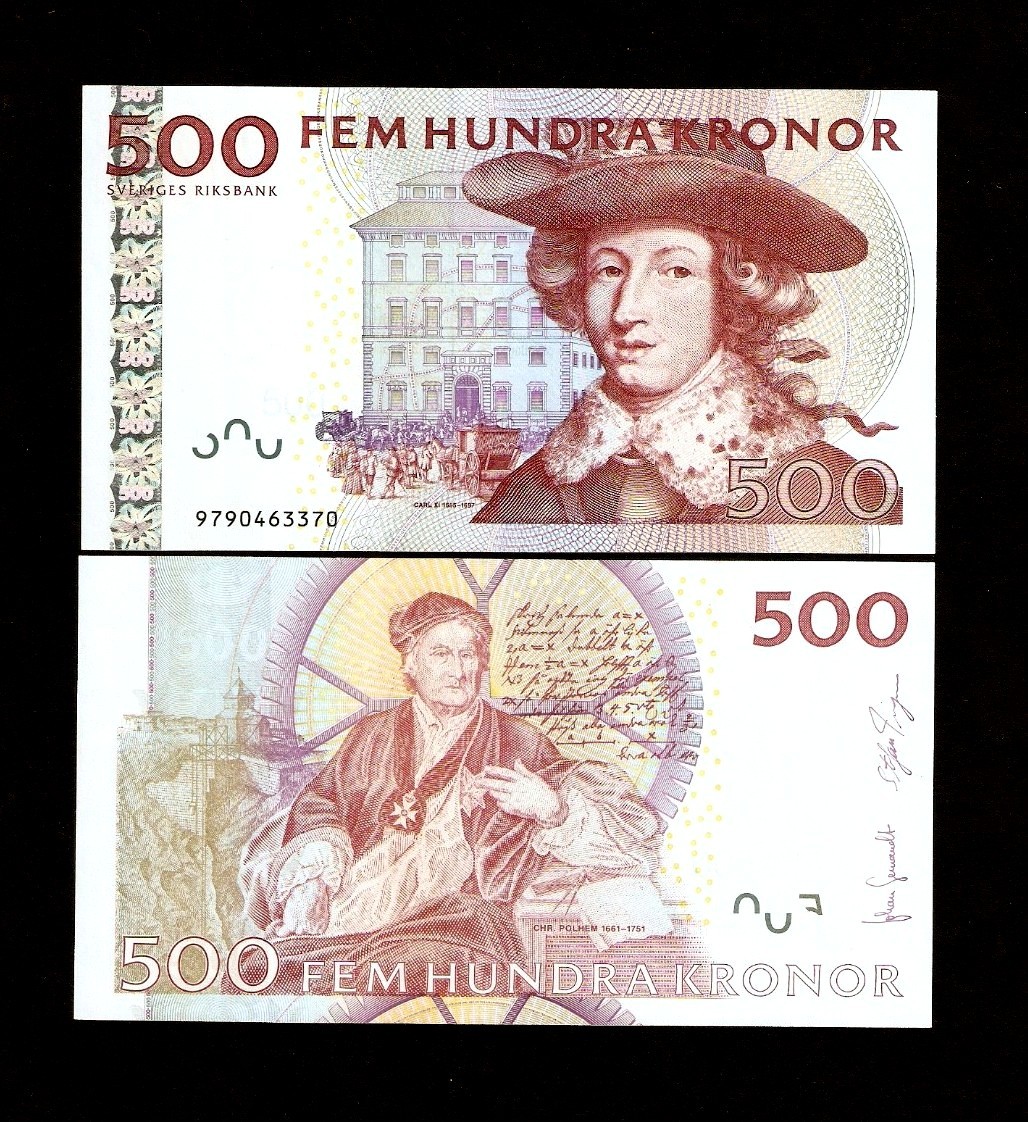 SWEDEN 500 KRONER P66A 2002 KING KARL XI AUNC HORSE CARRIAGE RARE BILL BANK NOTE