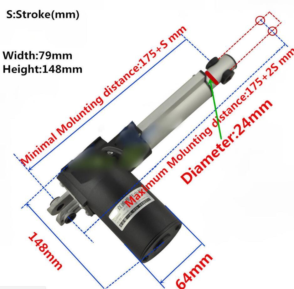 New 50~700mm Stroke linear actuator max 1320LBS(6000N) 12V/24V DC