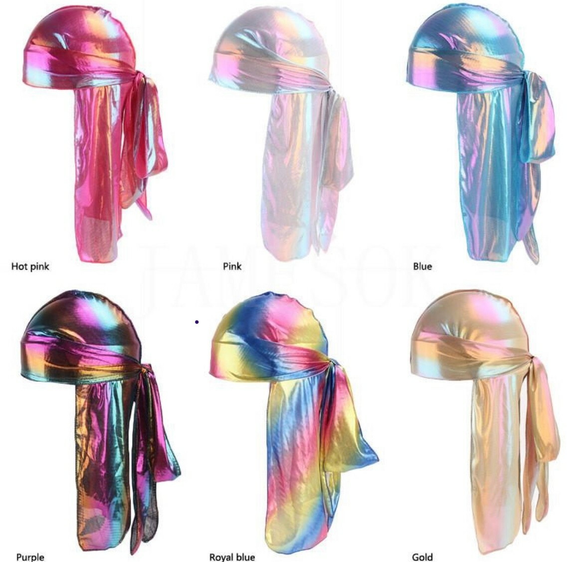 Men/Women Silk Laser Polyester Bandana Hat Durag Rag Tail Headwrap Headwear Cap