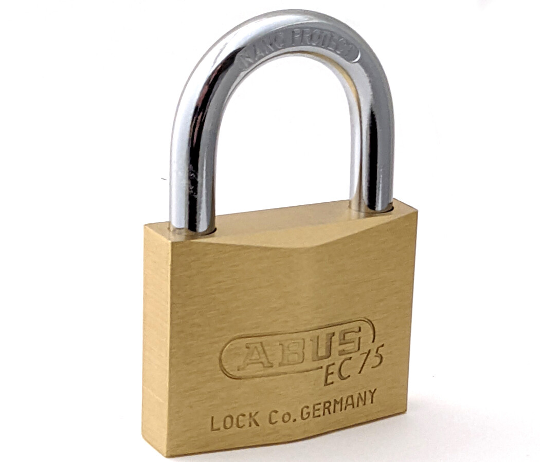 ABUS EC75/50 Solid Brass Body Padlock - Hardened Steel Shackle - Keyed Different