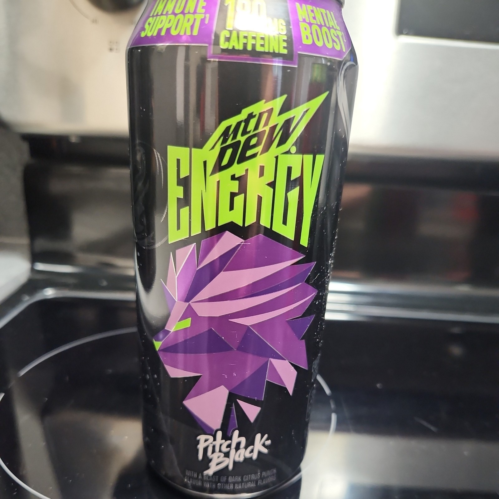2023 Mountain Dew Energy Pitch Black 16 Oz Can Brand New MTN Can Limited