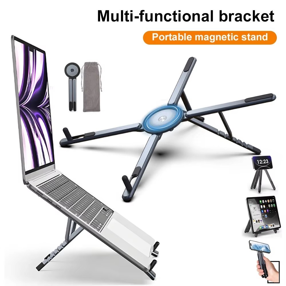 Aluminum Alloy Foldable Magnetic Laptop Stand Adjustable Portable Cooling Holder