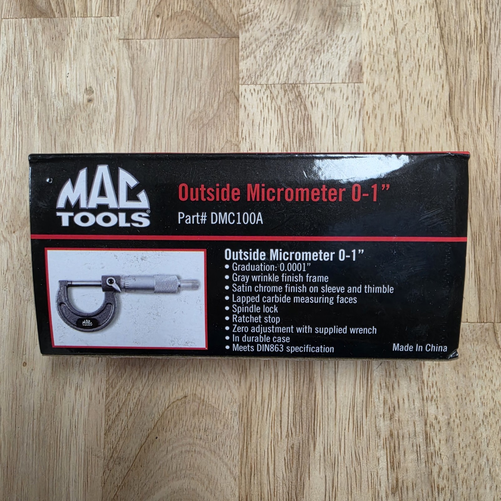 Mac Tools DMC100A Outside Micrometer 0-1"