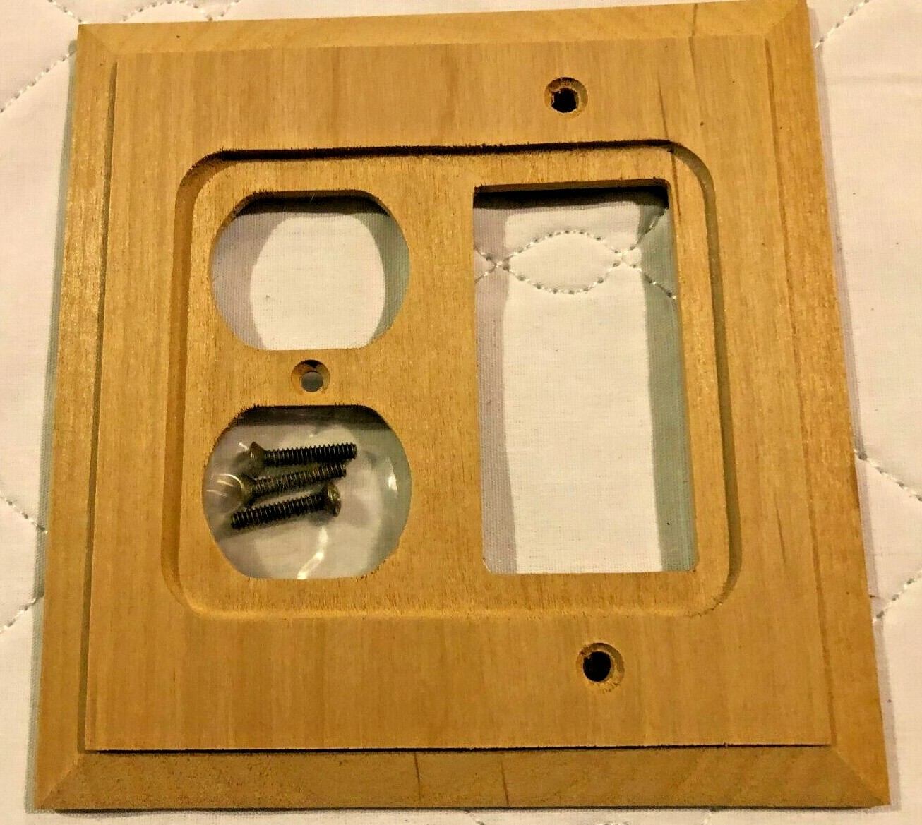 Unstained Light Oak Switchplate Combo Rocker GFI Duplex Wood Outlet light cover