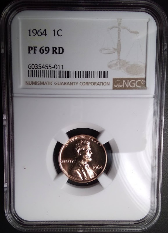 :1964 1C LINCOLN CENT SPOTLESS NGC PF-69-RD RARE LOW-POP R-2 HIGHEST-GRADES