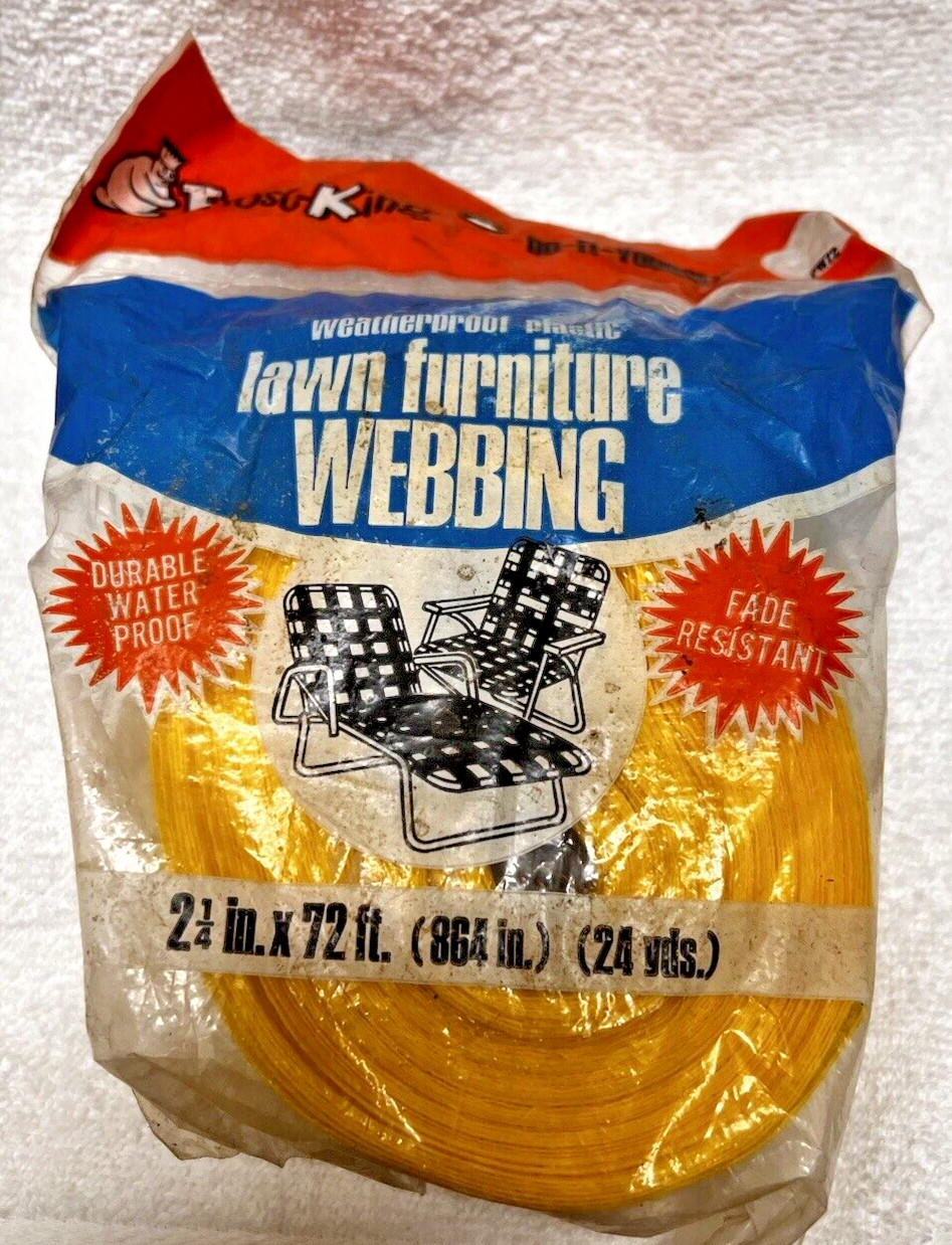Vintage Frost King Lawn Furniture Re-Webbing MIP Yellow-White 2 1/4"  x 72'