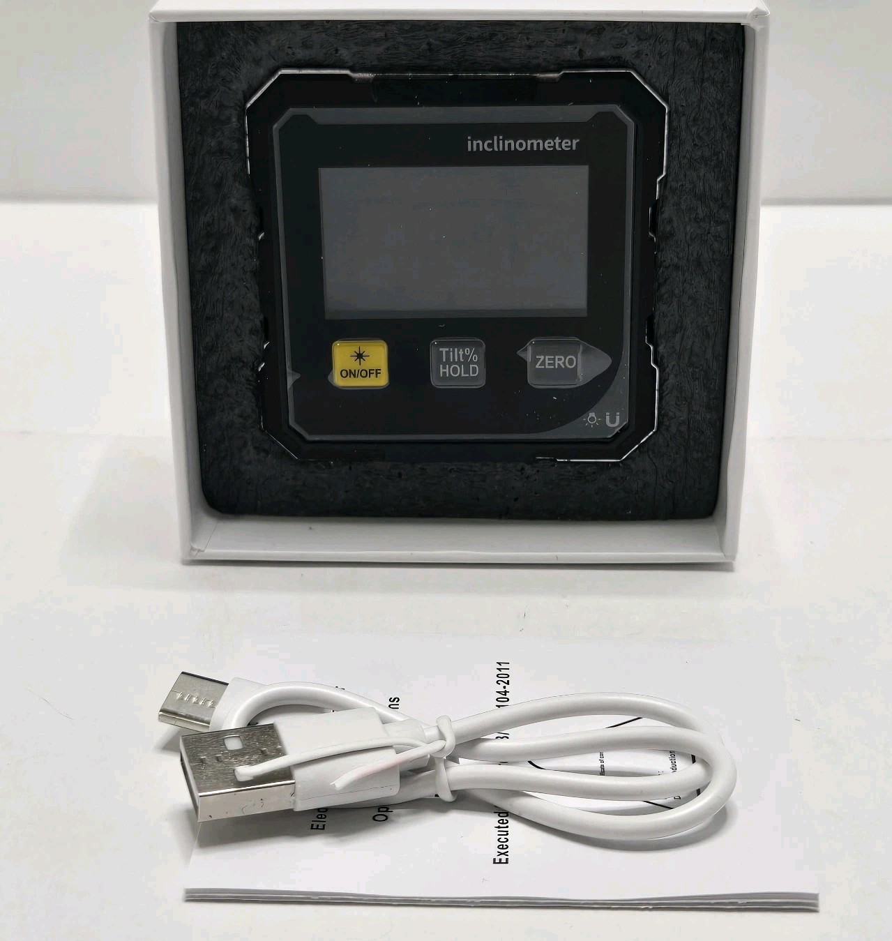 Digital Laser Protractor / Inclinometer Dipmeter Black New Open Box Angle Gauge
