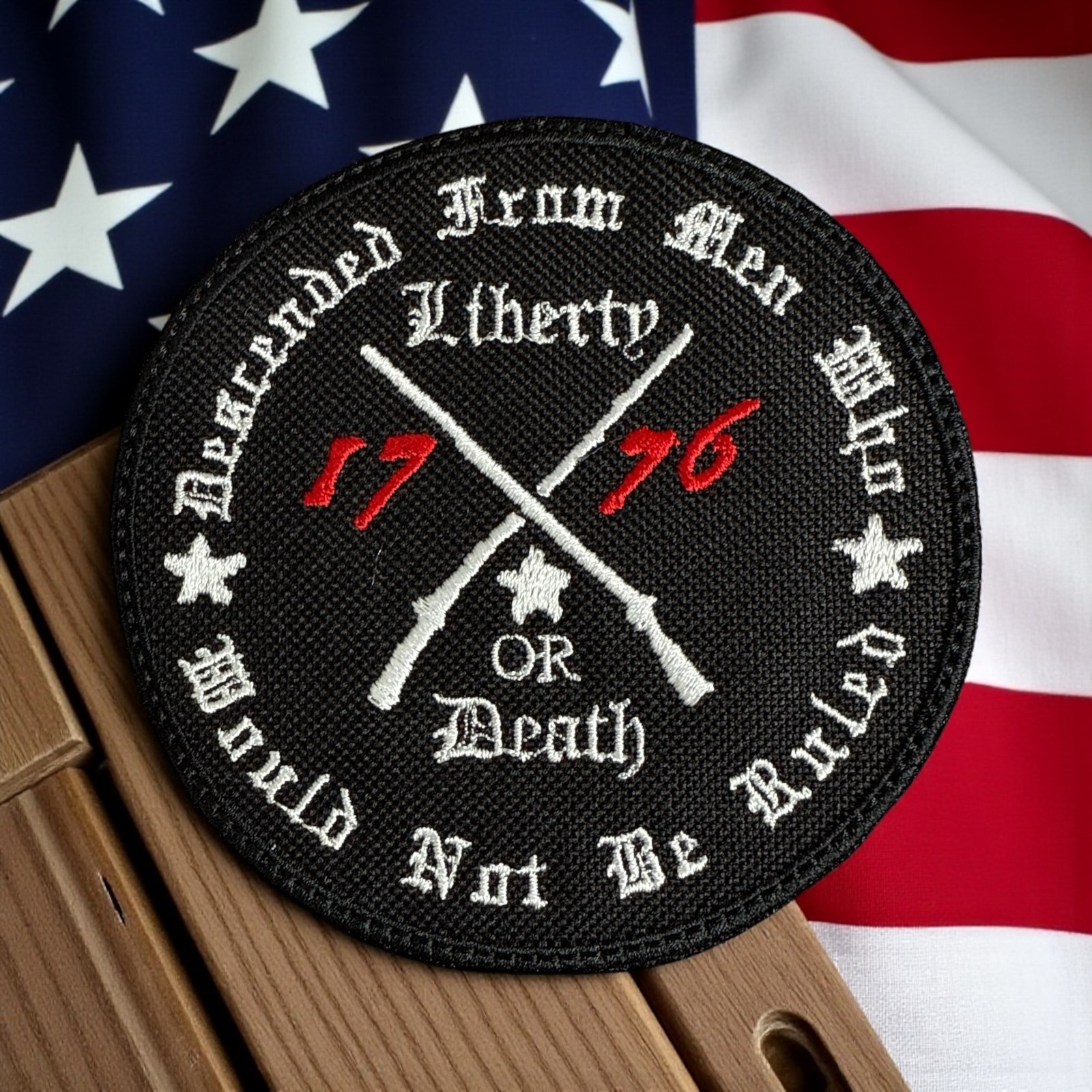 1776 Liberty or Death Embroidery Patch 3.98" X 4.01"