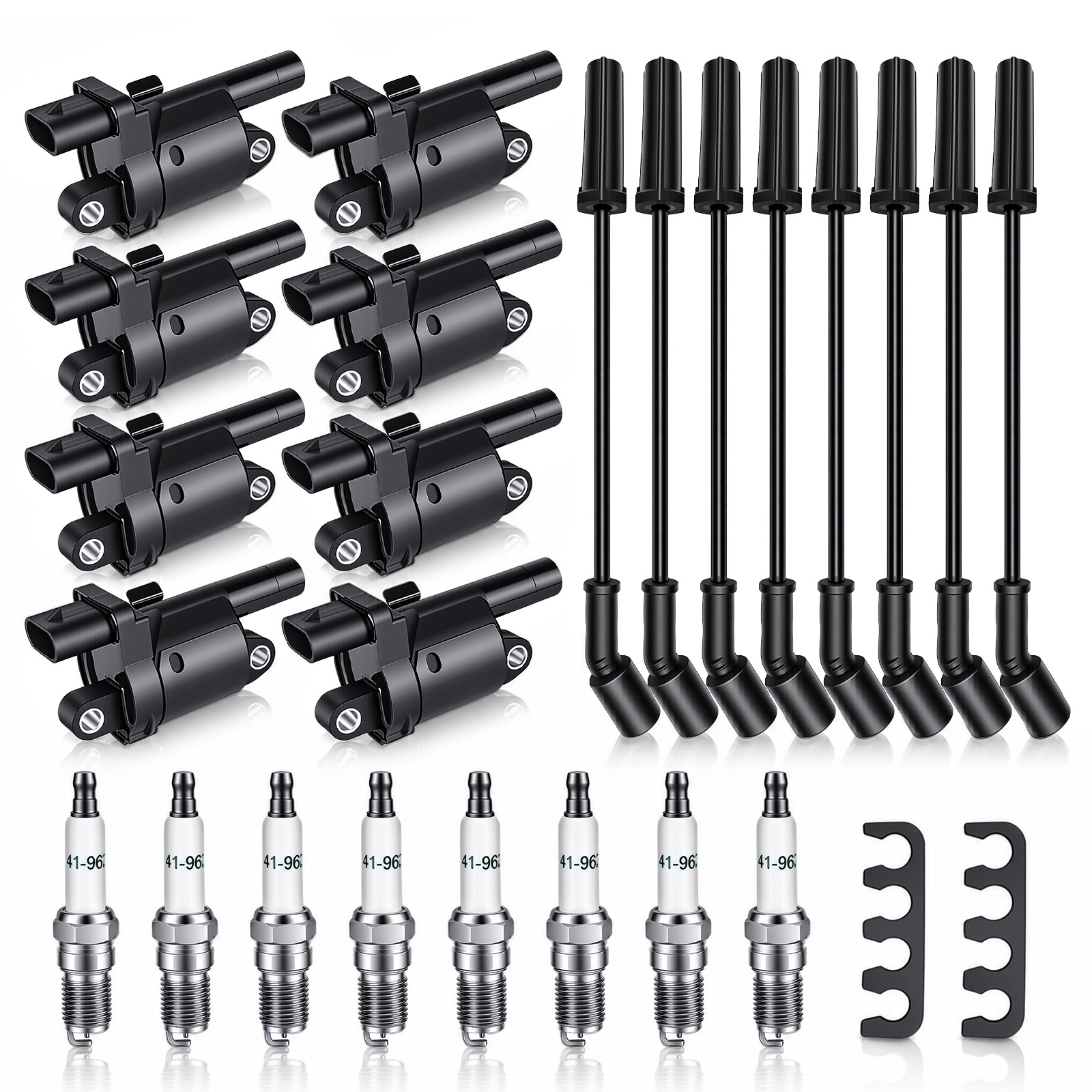 8 set UF413 Ignition Coils 41-962 Spark Plug Spark Plug Wires For ACDelco Chevy