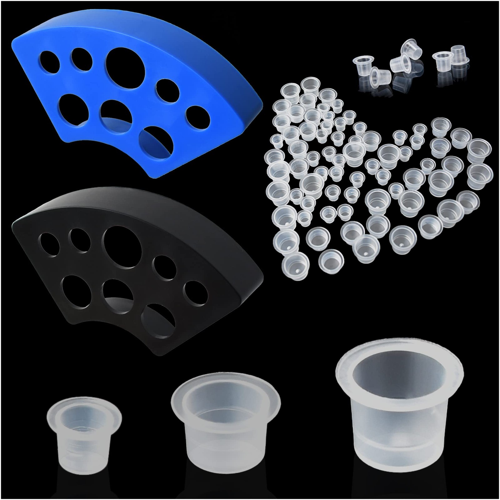 Yuronam 302PCS Tatoo Ink Caps with 300 Cups Mixed Size and 2 Ink...