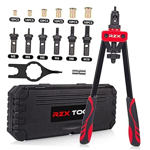 14" Rivet Nut Tool, Hand Rivet Nut Tool with 6 Metric & Inch Mandrels M6 M8