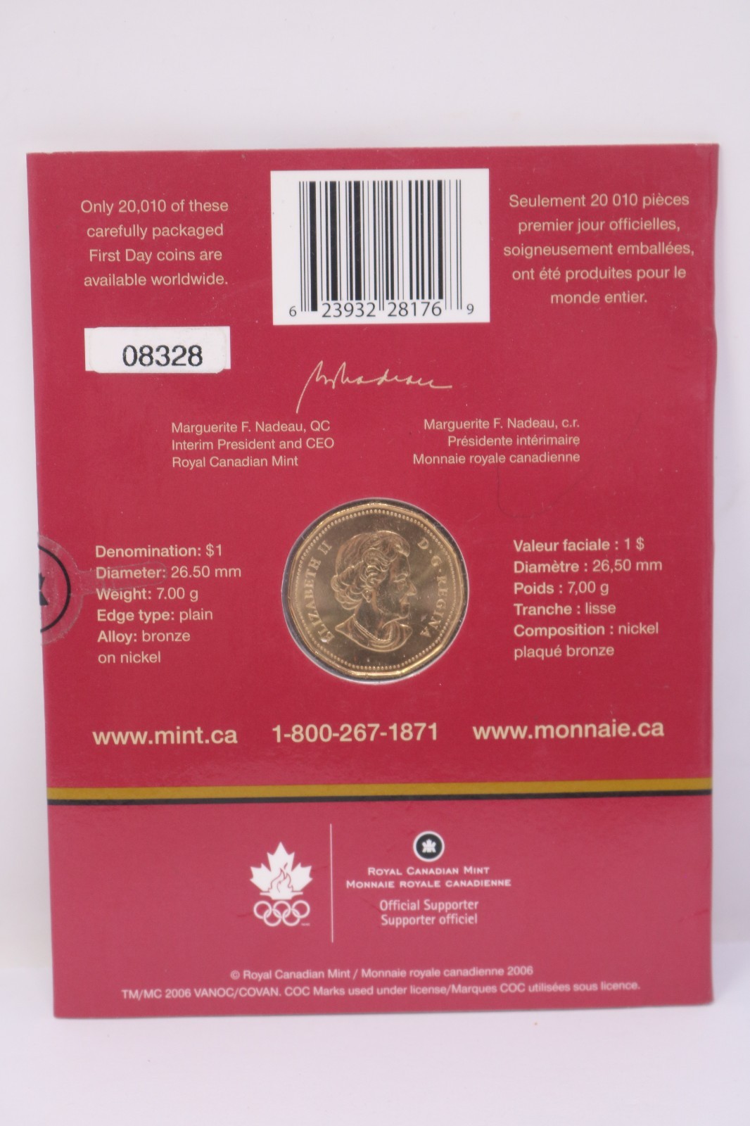 Official First Day Issue: 2006 Canada $1 Lucky Loonie