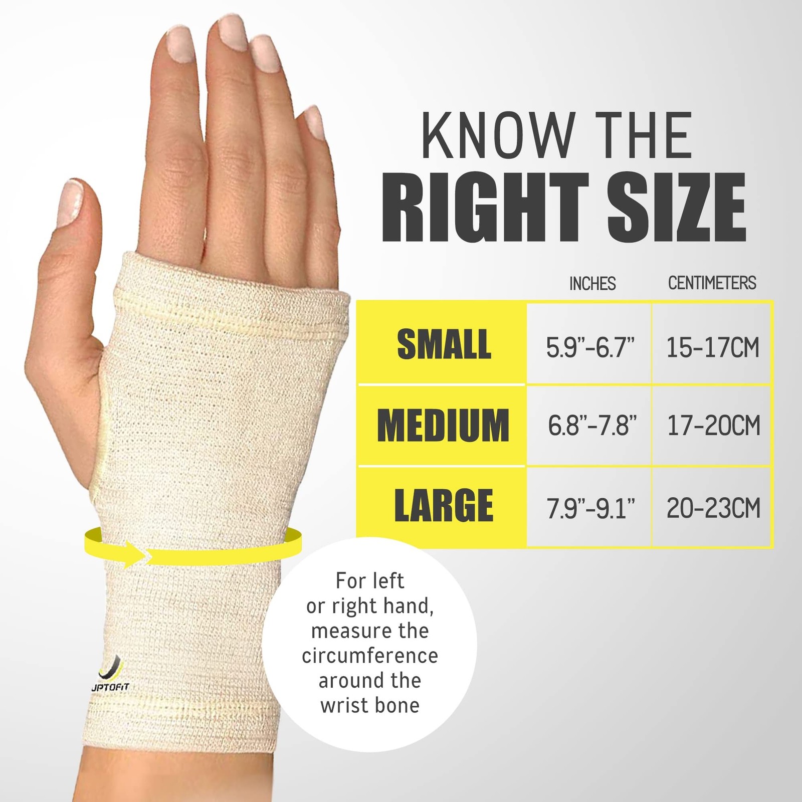 UptoFit - Copper Wrist Compression Sleeve, Hand Brace Wrist Support for Carpa...