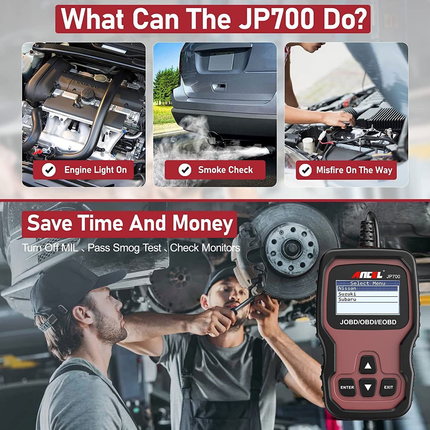 ANCEL JP700 OBD2 Diagnostic Code Reader Japanese Car Vehicles Engine Check Fault