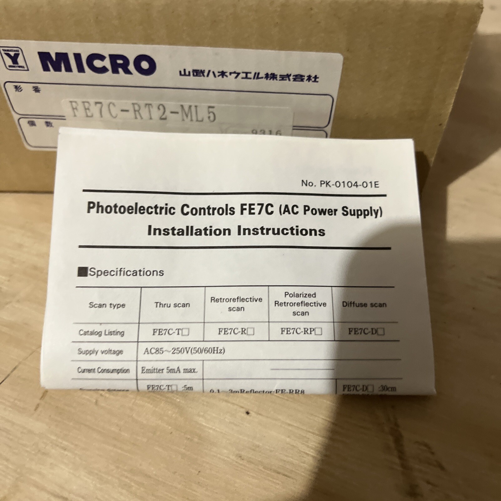 NEW IN BOX FE7C-RT2-ML5 HONEYWELL MICROSWITCH MICRO SWITCH PHOTOELECTRIC #7A