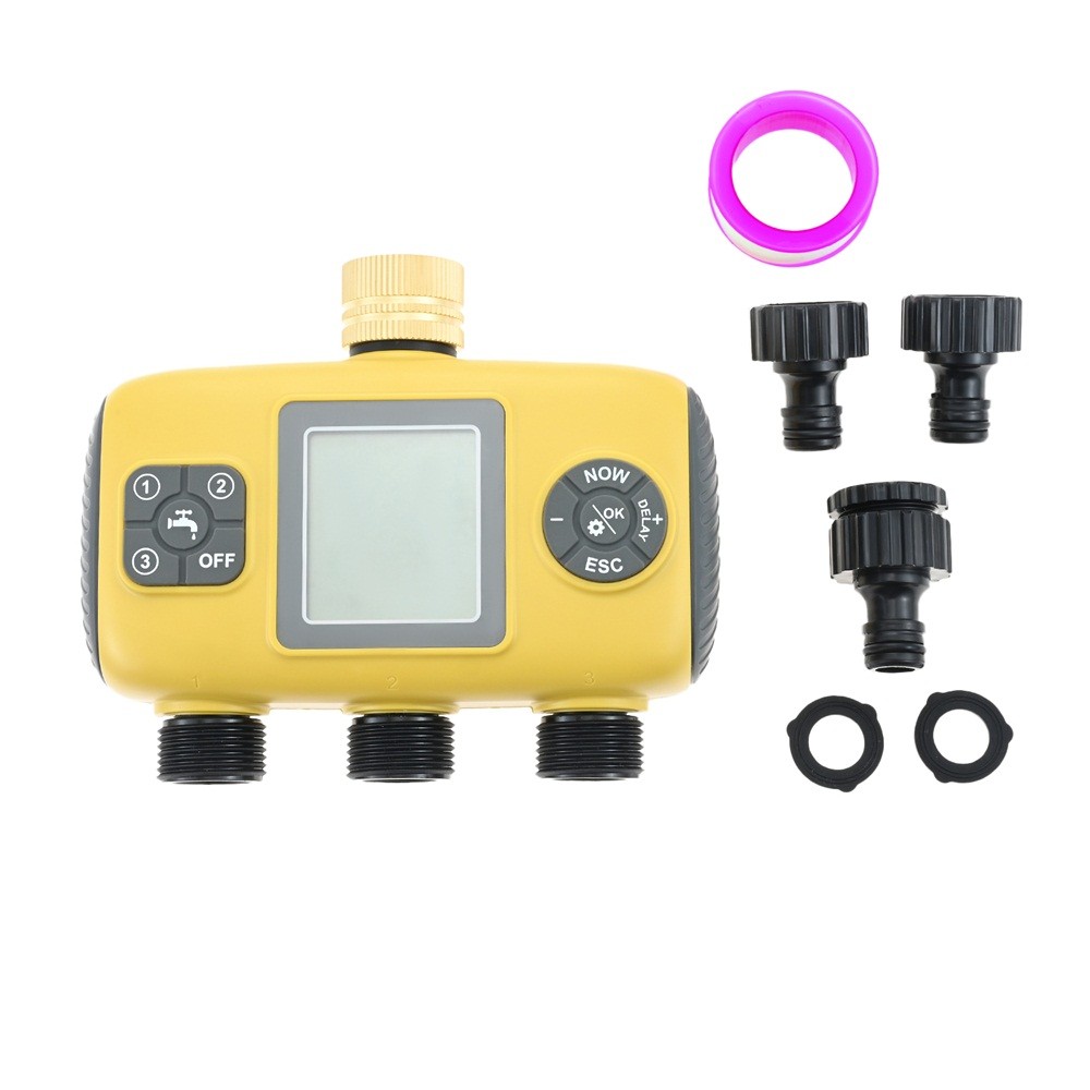 Smart Irrigation Computer 3 Zone Sprinkler Timer With Brass Inlet Hose Timer