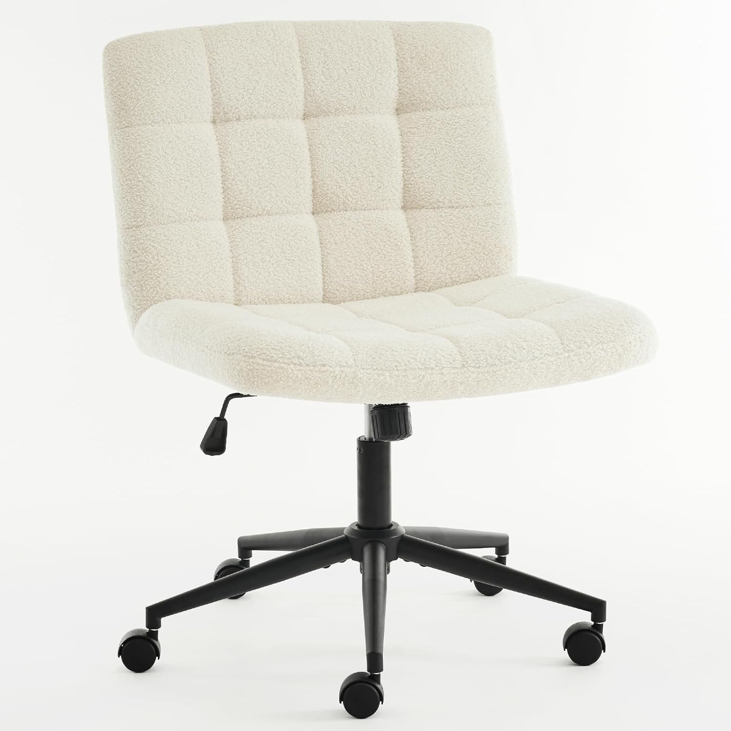 Swivel Criss Cross Legged Chair with Wheels for Home Office, Wide Armless Des...