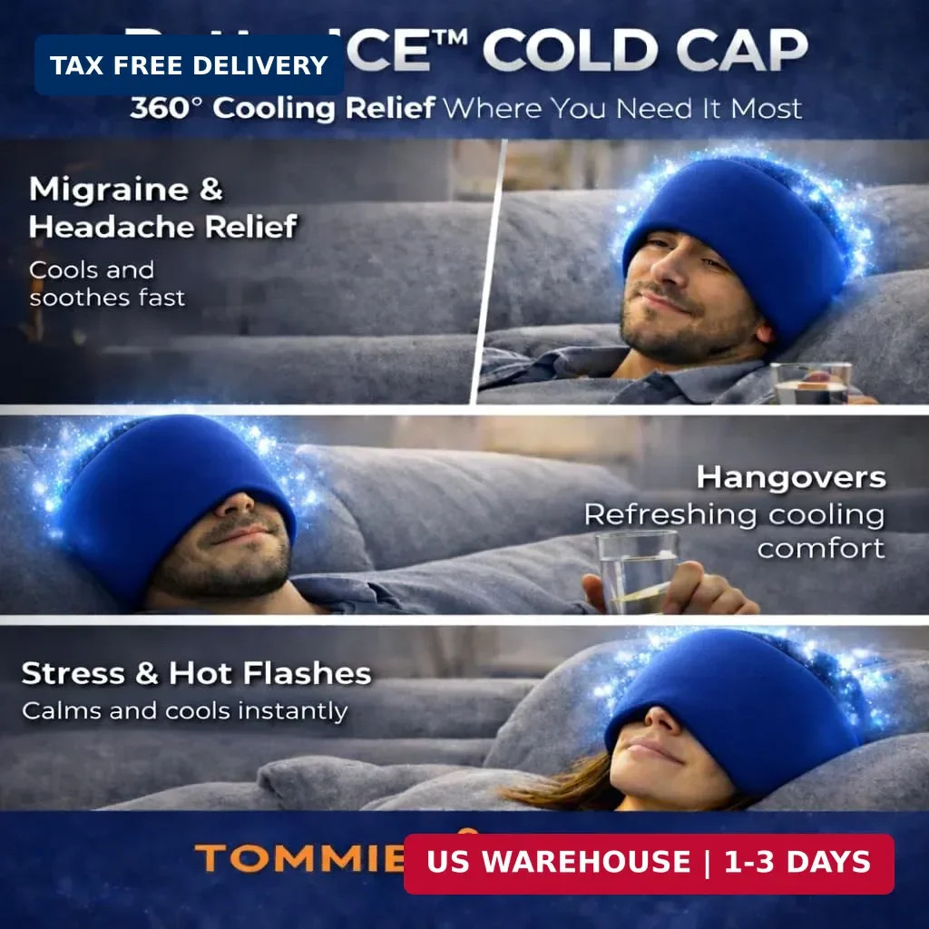 Tommie Copper BetterICE Migraine Relief Cap - Cold Compression Head Wrap, Coolin